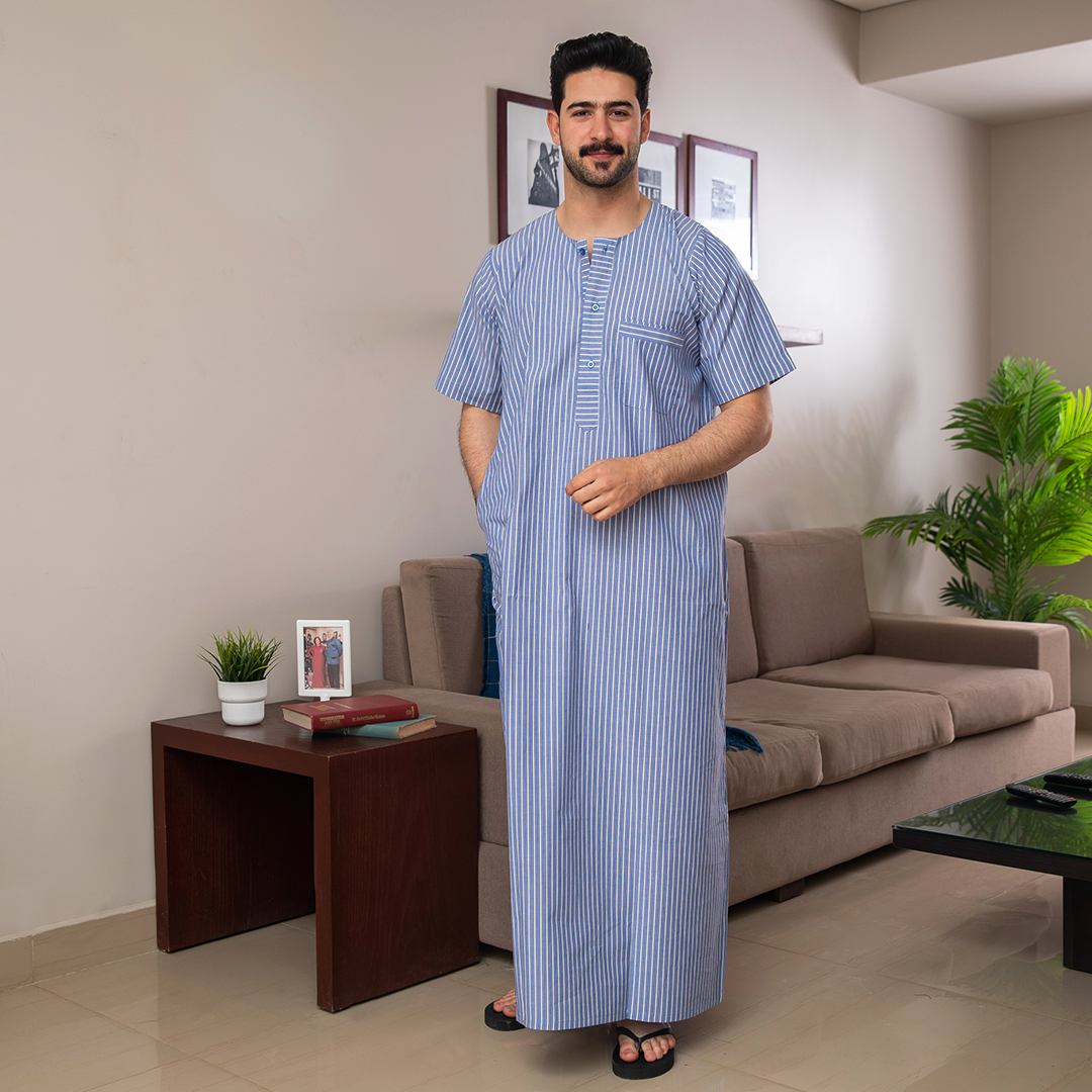 جلابيه رجالي مقلم قطن