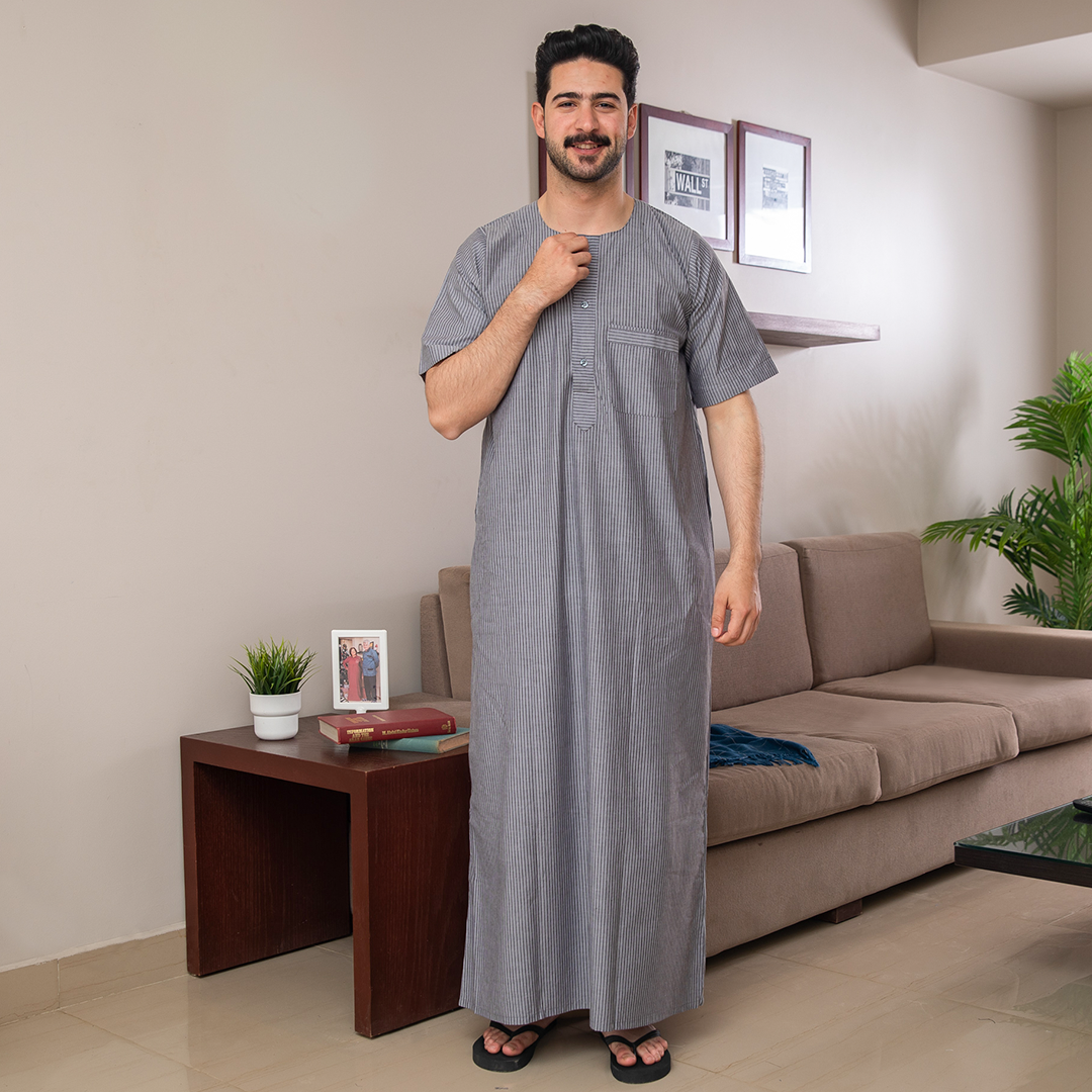 جلابيه رجالي مقلم قطن