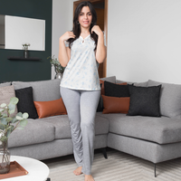 بيجاما مشجر ورد بنطلون ساده حريمي