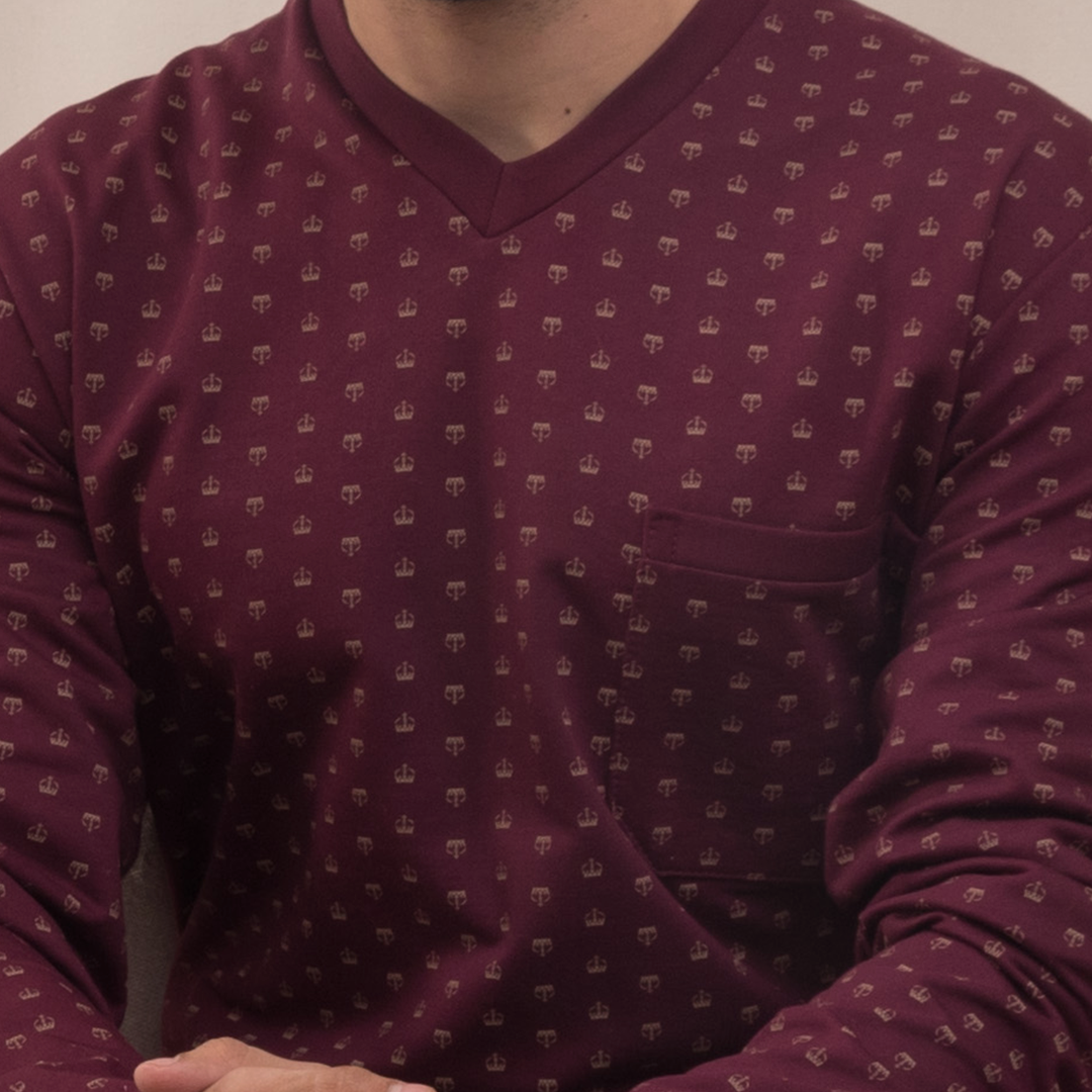 V بيجاما رجالي مطبوع تاج