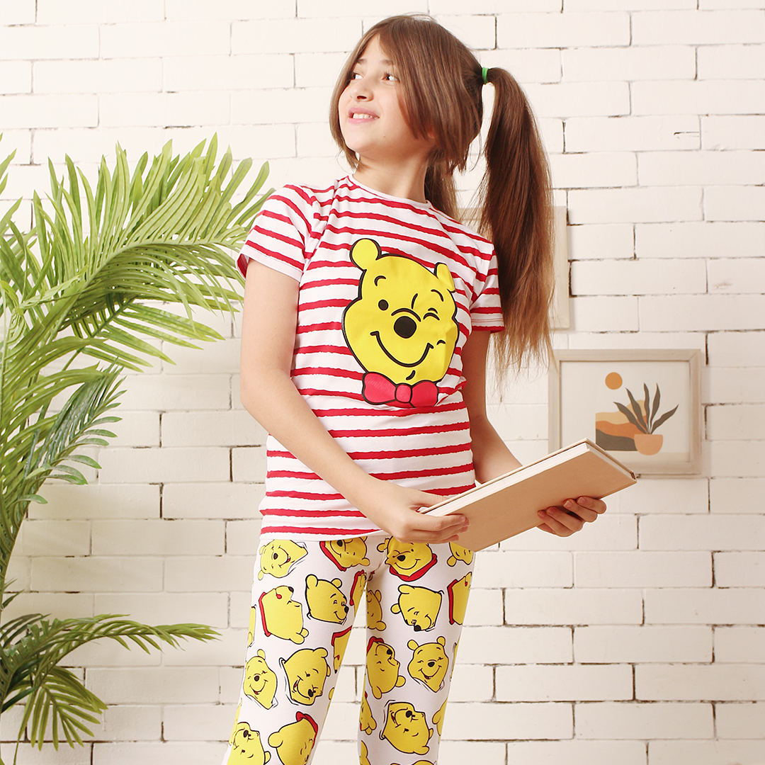 BOOH Girls' Striped Leggings Pajamas 