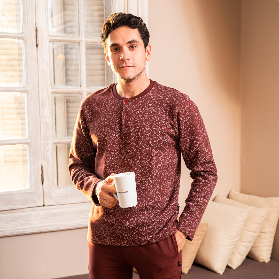 Dotted print men's pajamas