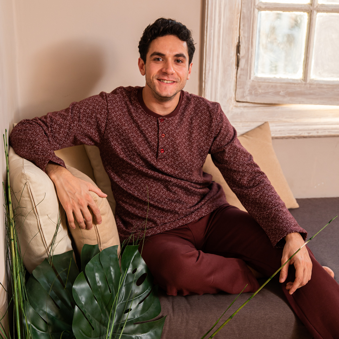 Dotted print men's pajamas