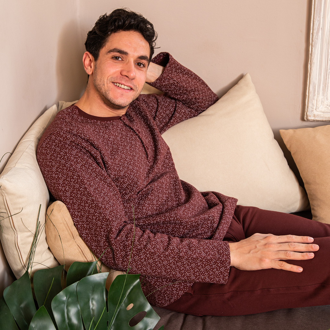 Dotted print men's pajamas