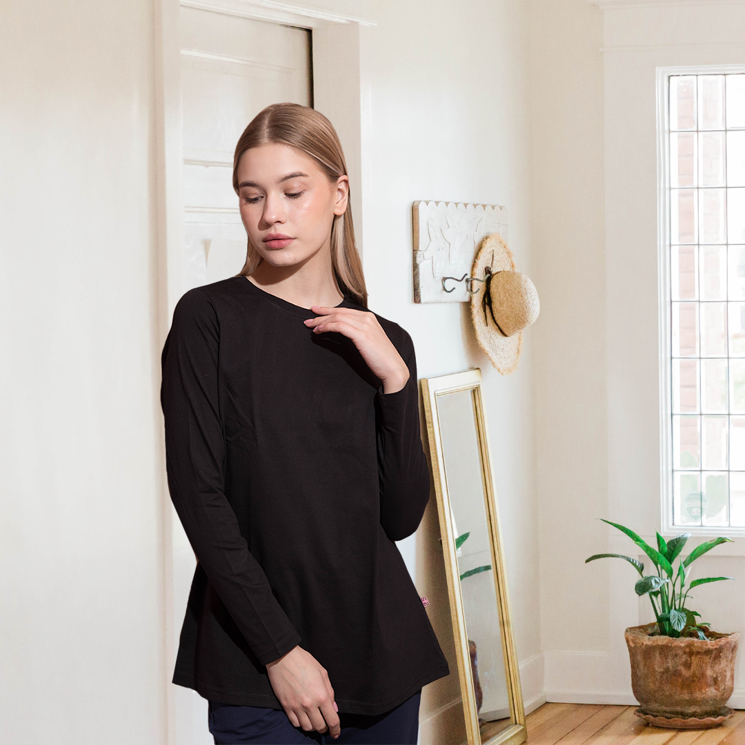 تي شيرت حريمي بكم ساده