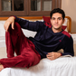 V pajamas for men, velvet, plain