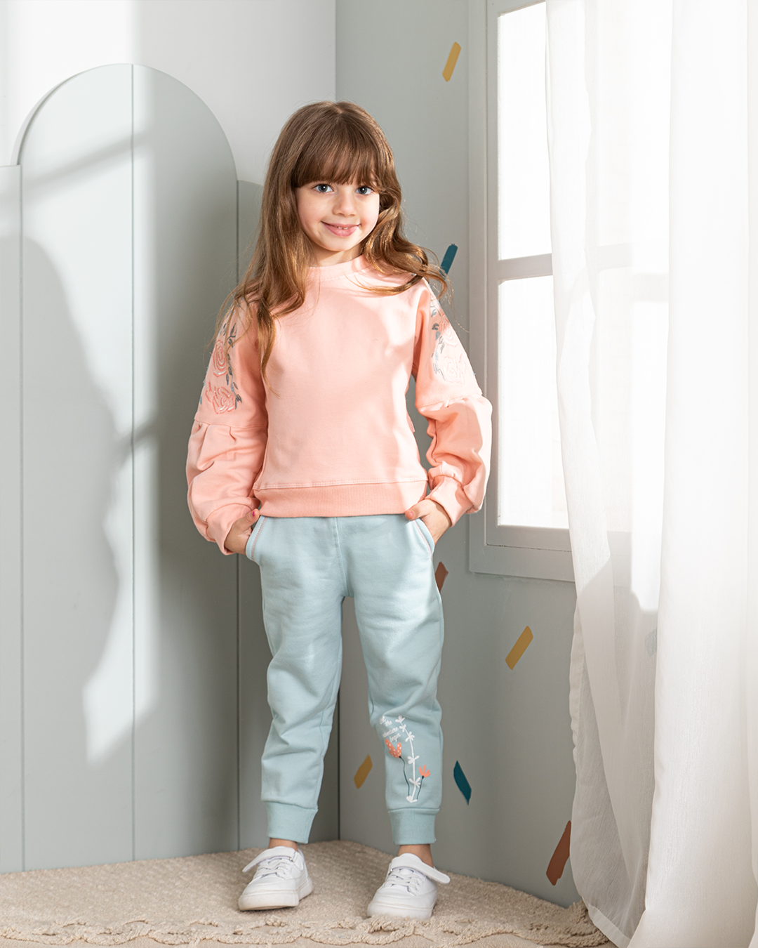 Wild rose girls' printed set