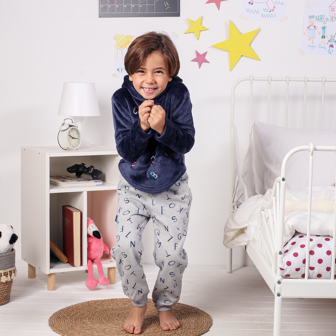 My children's pajamas, polar fleece letters