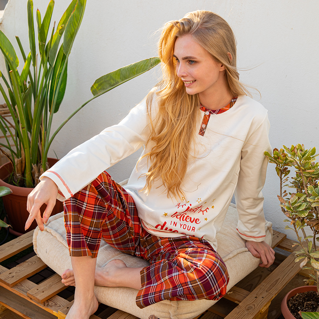 just believe بيجاما حريمي بنطلون كاروه