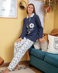 Women's pajamas, embroidered polo pants, rose