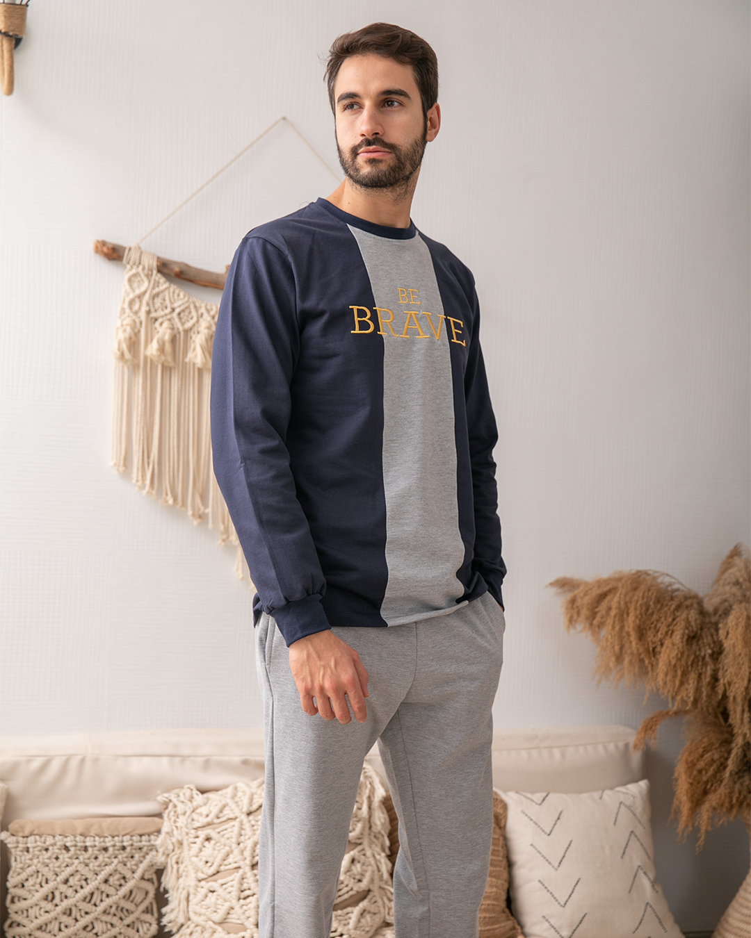 Be Brave بيجامه رجالي ميلتون مطرز