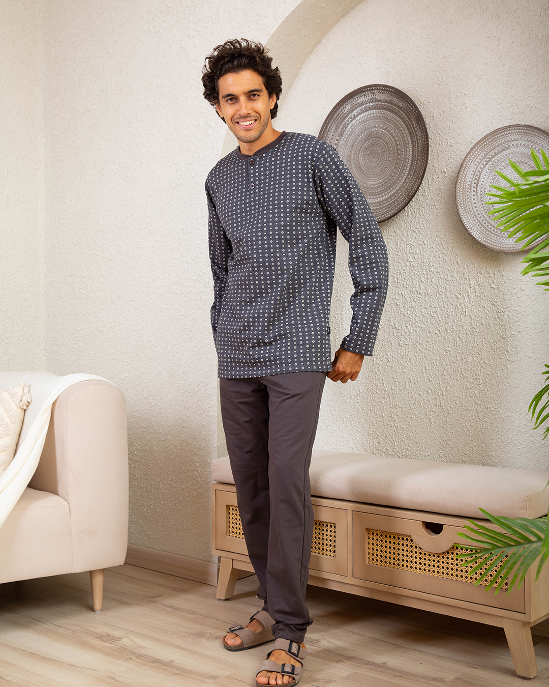 Men's pajamas, Polo Rotary, plain trousers