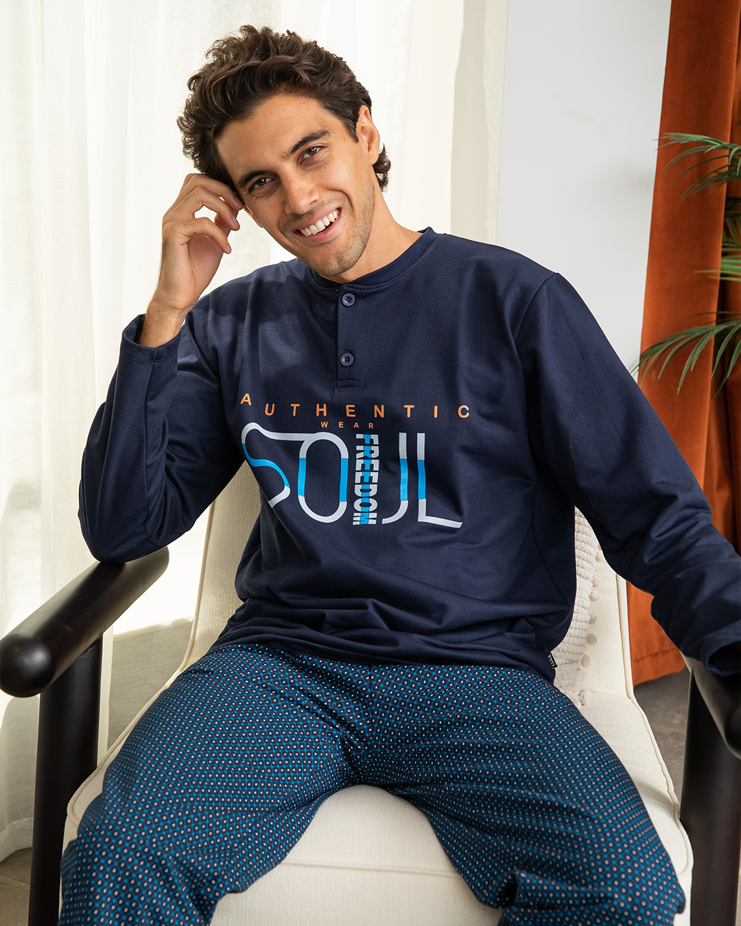 Men's pajama polo Melton printed