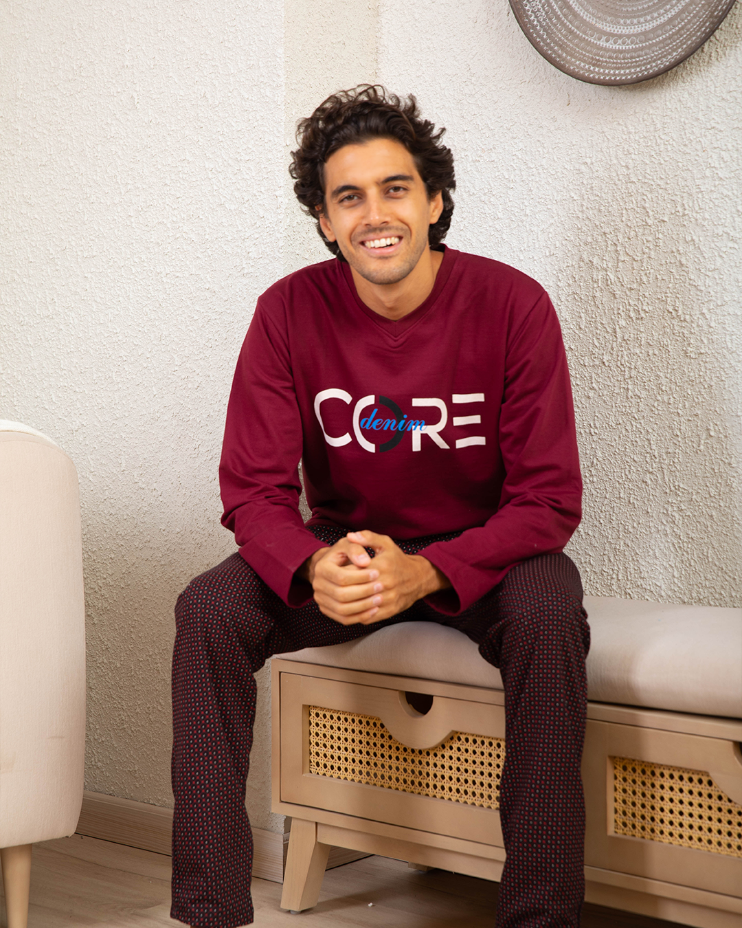 Melton Printed V Diamond Pajama Pants for Men