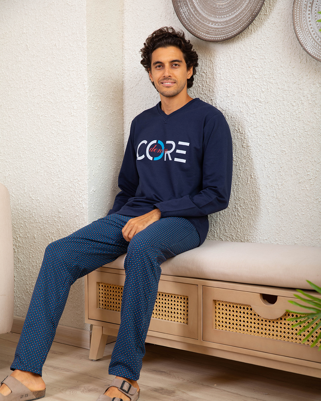 Melton Printed V Diamond Pajama Pants for Men