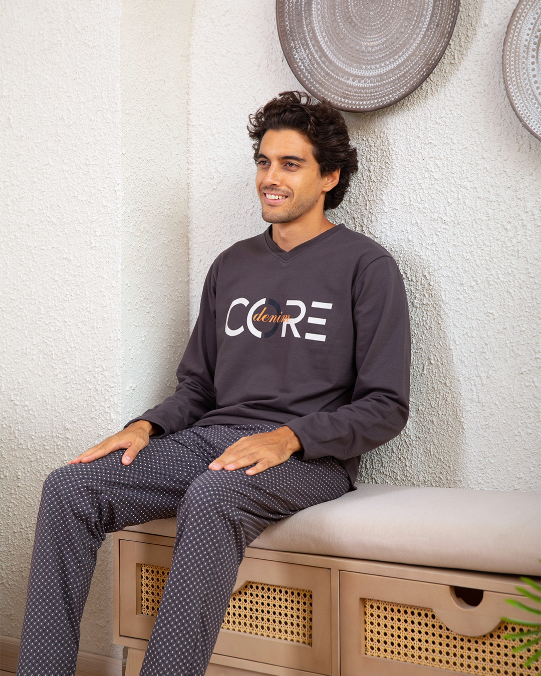 Melton Printed V Diamond Pajama Pants for Men