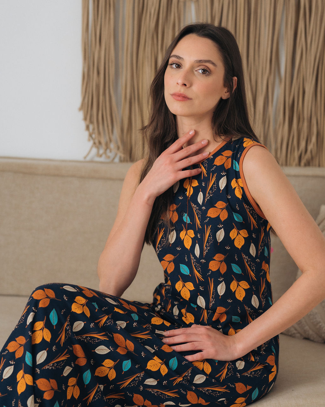 نايت شيرت حريمي كت طويل مرد بولو ورق شجر