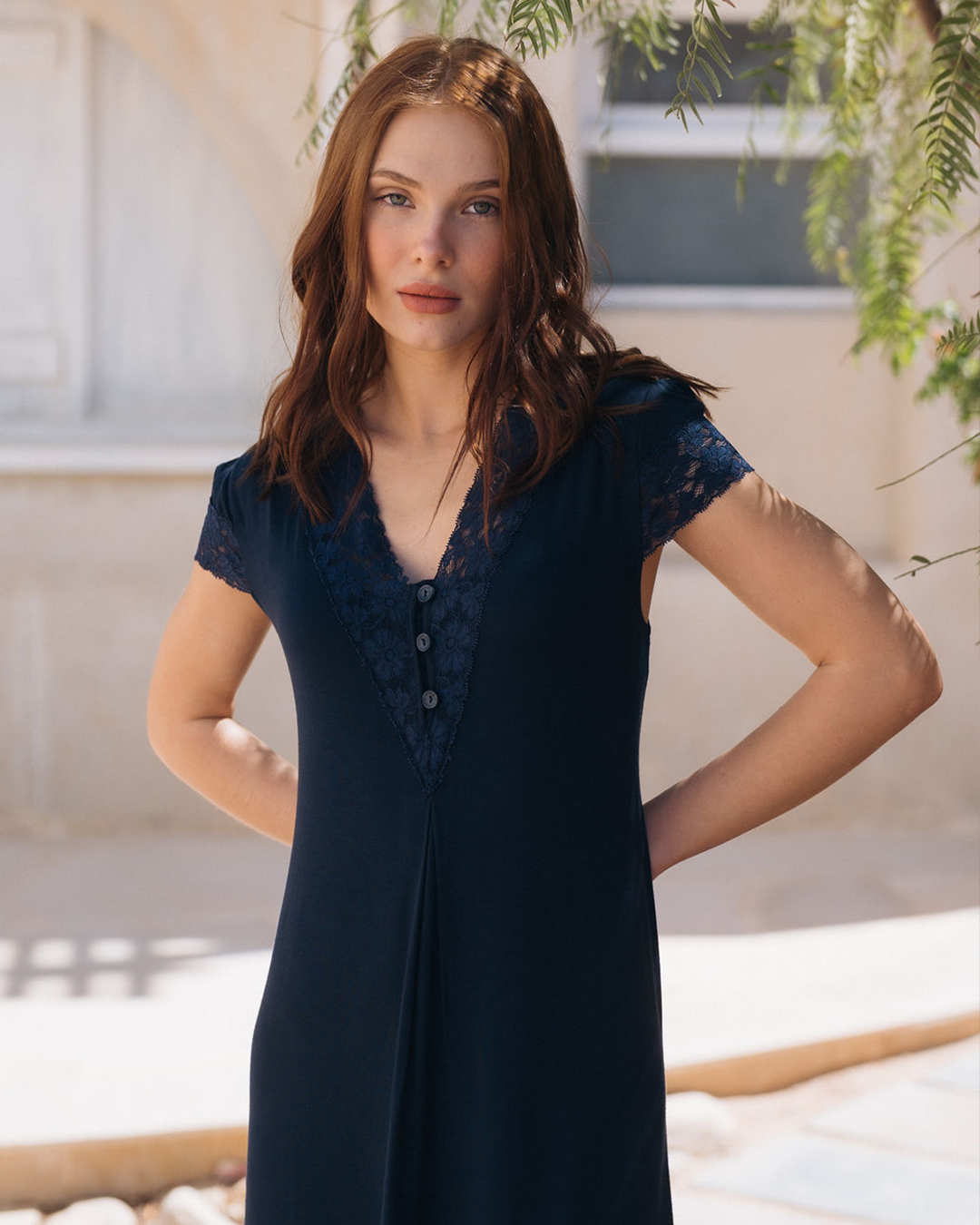 Japonese women's shirt, plain, seven lace