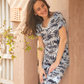 Half sleeve wooded V pajamas for women