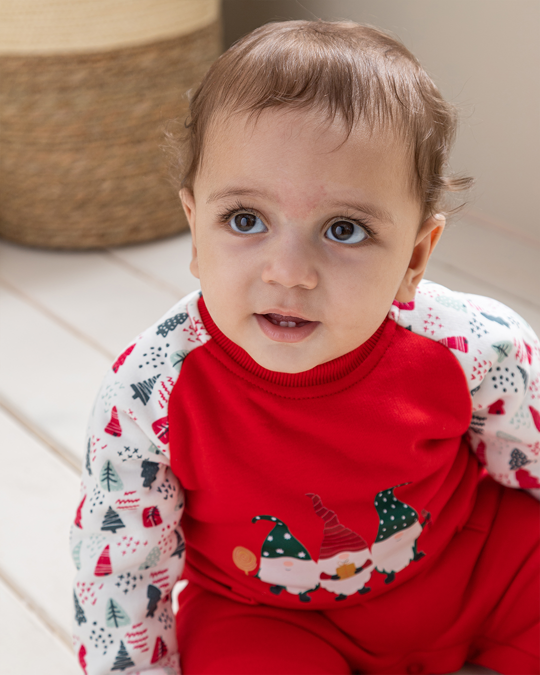 Holly Jolly Two boys' red Melton bodysuit