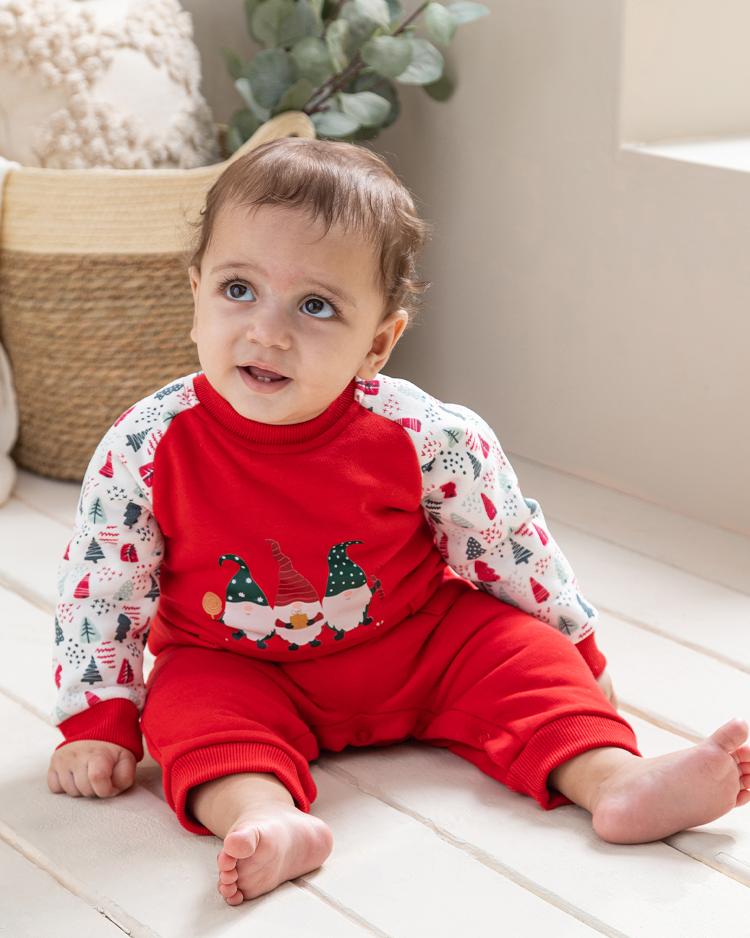 Holly Jolly Two boys' red Melton bodysuit