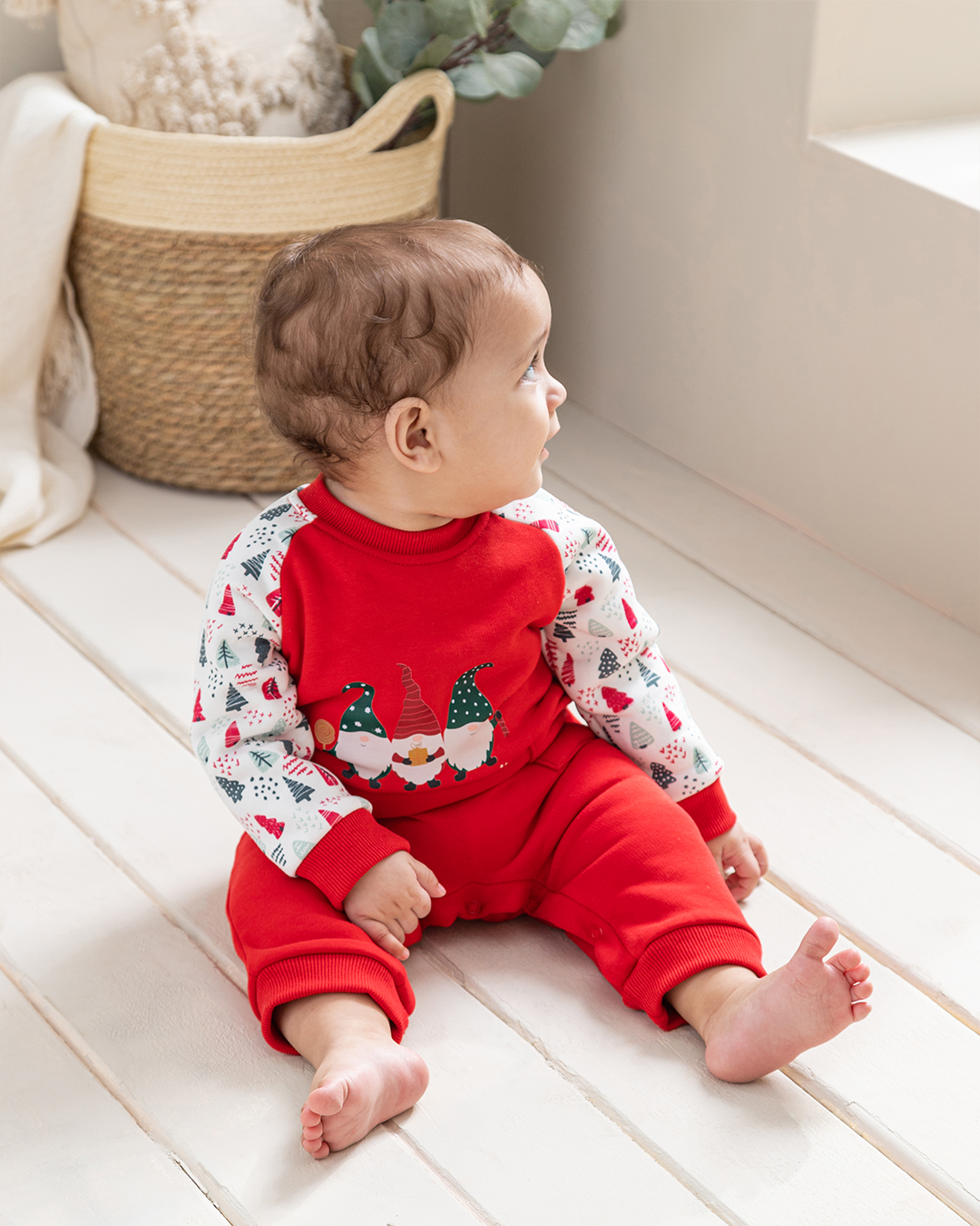Holly Jolly Two boys' red Melton bodysuit