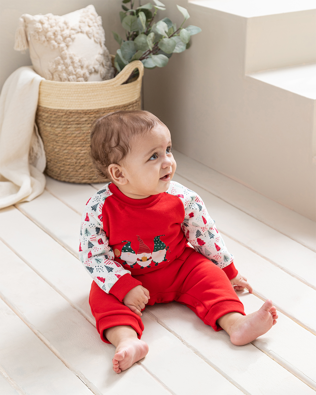 Holly Jolly Two boys' red Melton bodysuit
