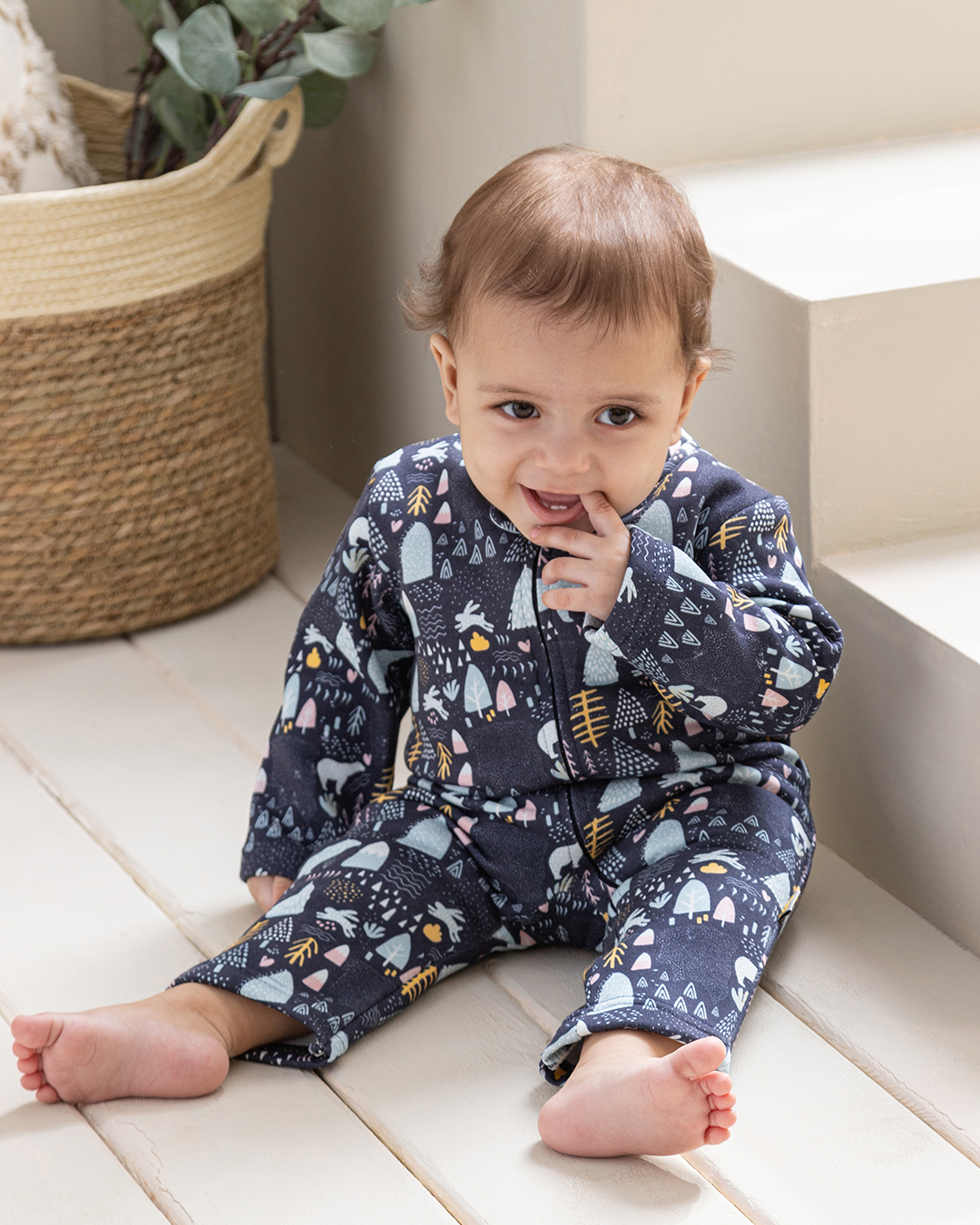 My boys' jumpsuit is a bear