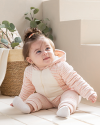 Girls' bodysuit, a plush cat stripe, with a capicho, lined