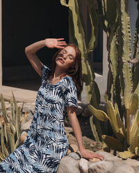 قميص حريمي كسرات نص كم طويل مشجر