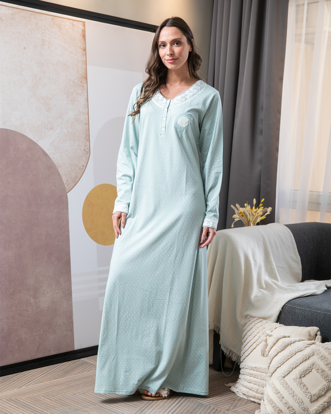 flower embroidered dotted women's shirt