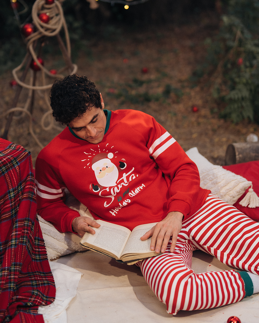 Santa is my holiday alarm Men's Christmas Pajamas