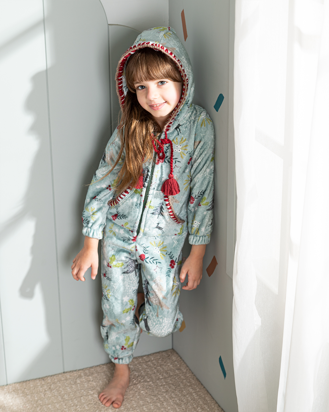 سالوبيت اطفالي بكابيشون  بولار مطبوع غزالة