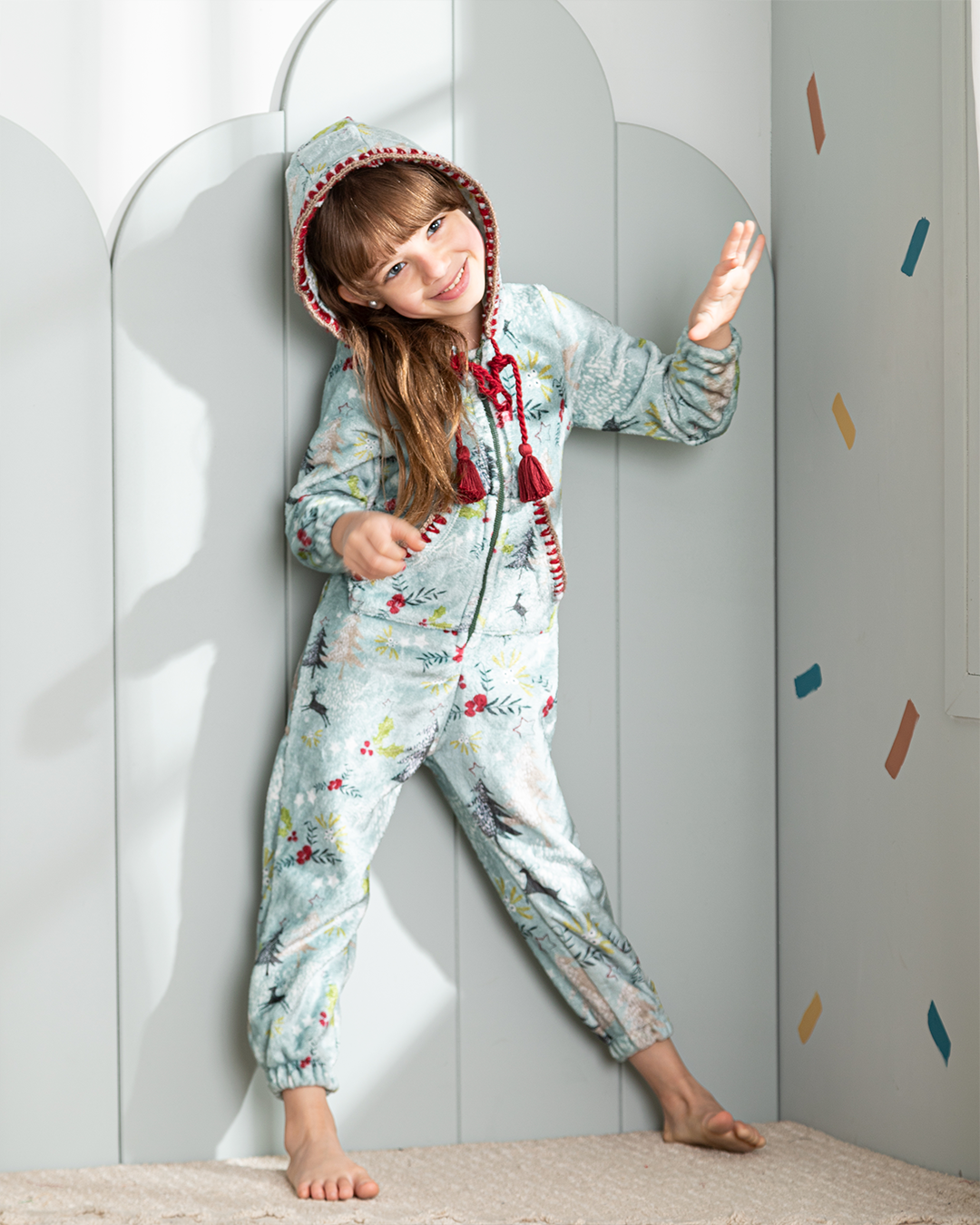 سالوبيت اطفالي بكابيشون  بولار مطبوع غزالة