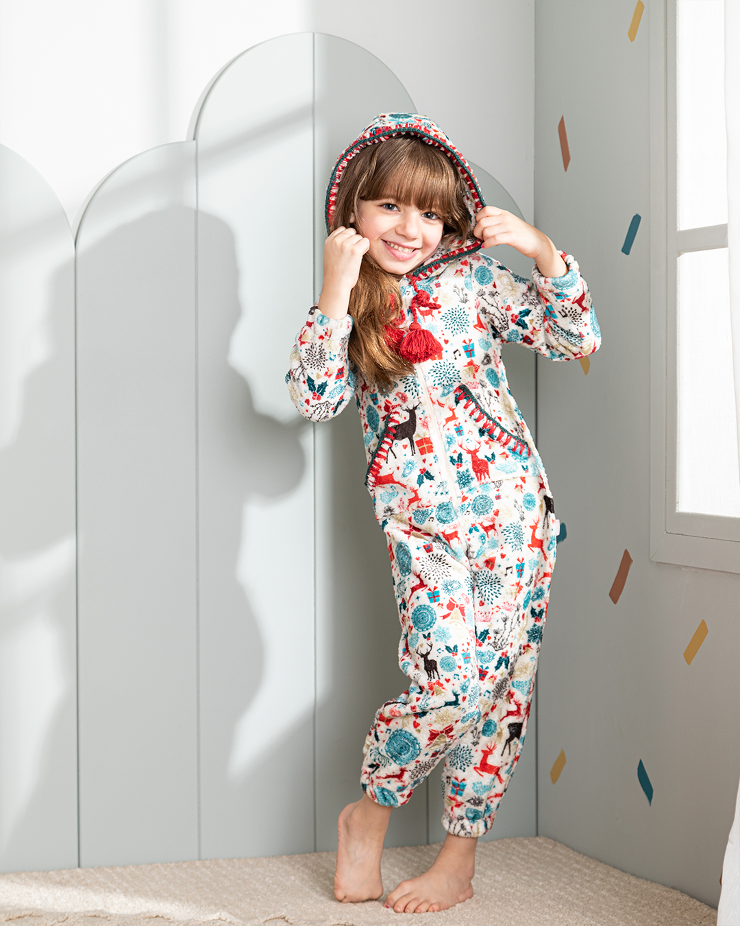 My children's bodysuit with a Christmas printed polar cabochon