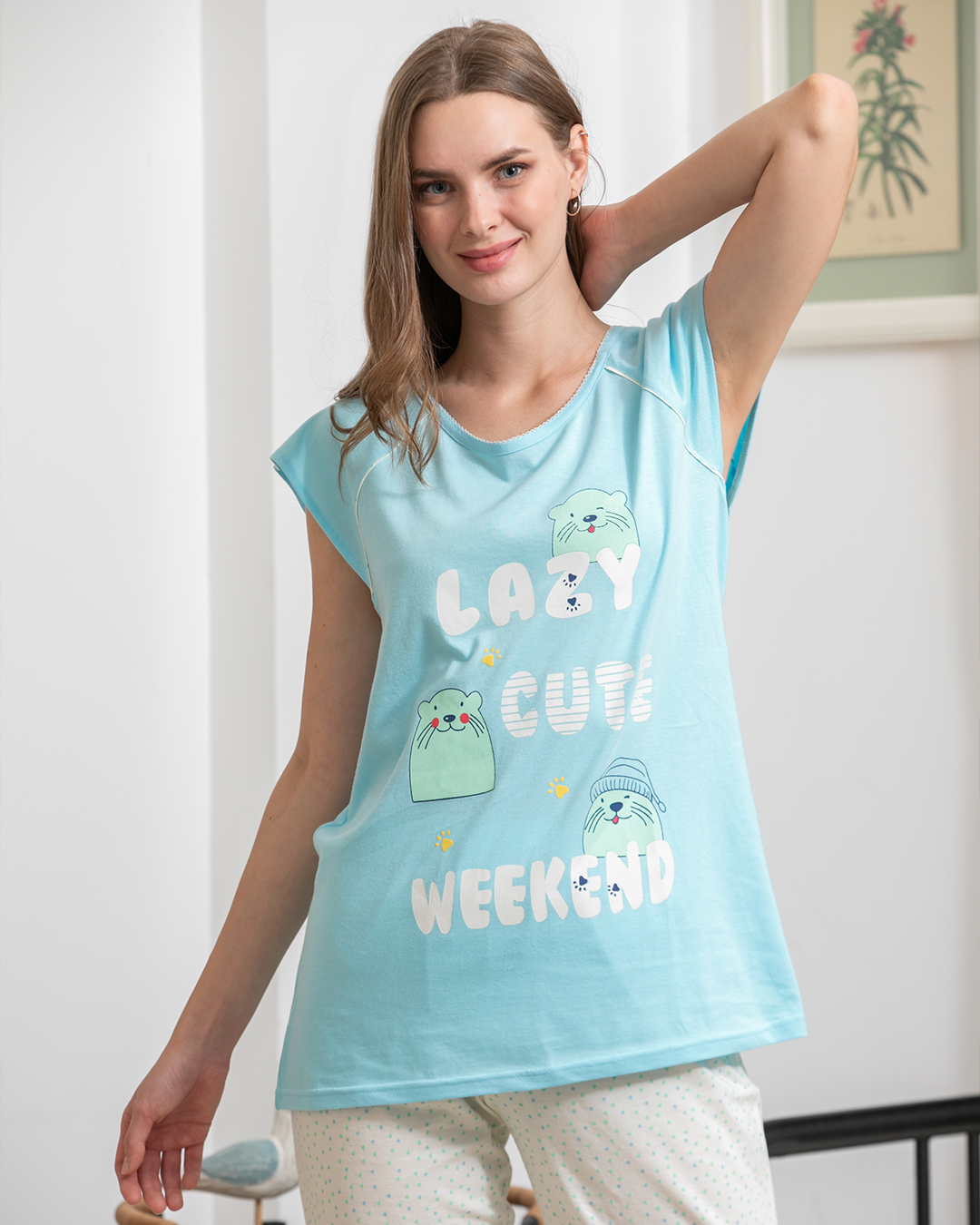 LAZY CUTE بيجامه حريمي بنطلون