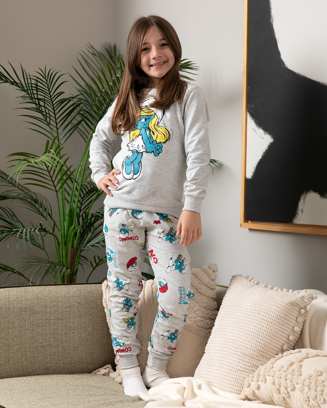 بيجامه بناتي سنافر بيزك