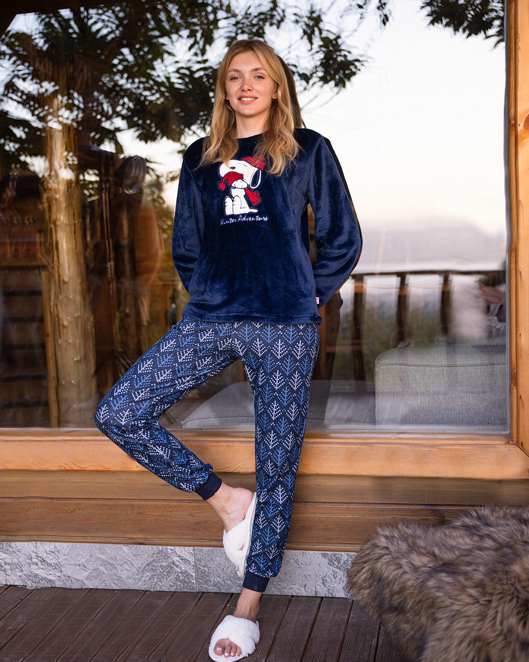 Winter Adventure بيجاما حريمي بولار سنوبي * كشمير مطبوع