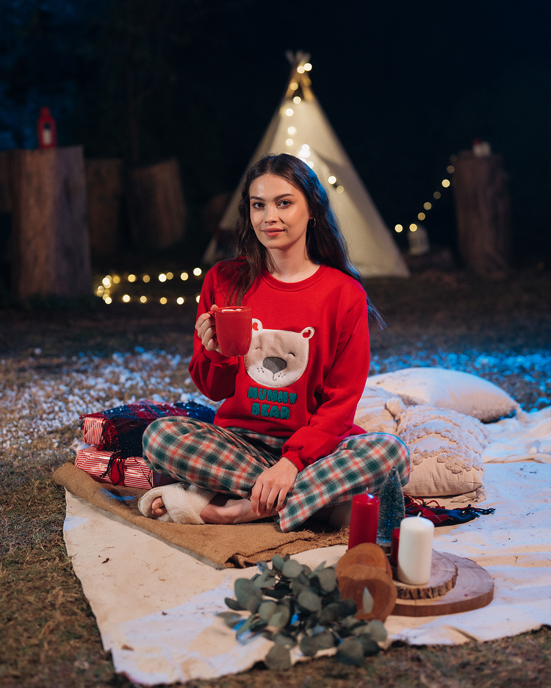 Mummy Bear بيجاما حريمي كريسماس