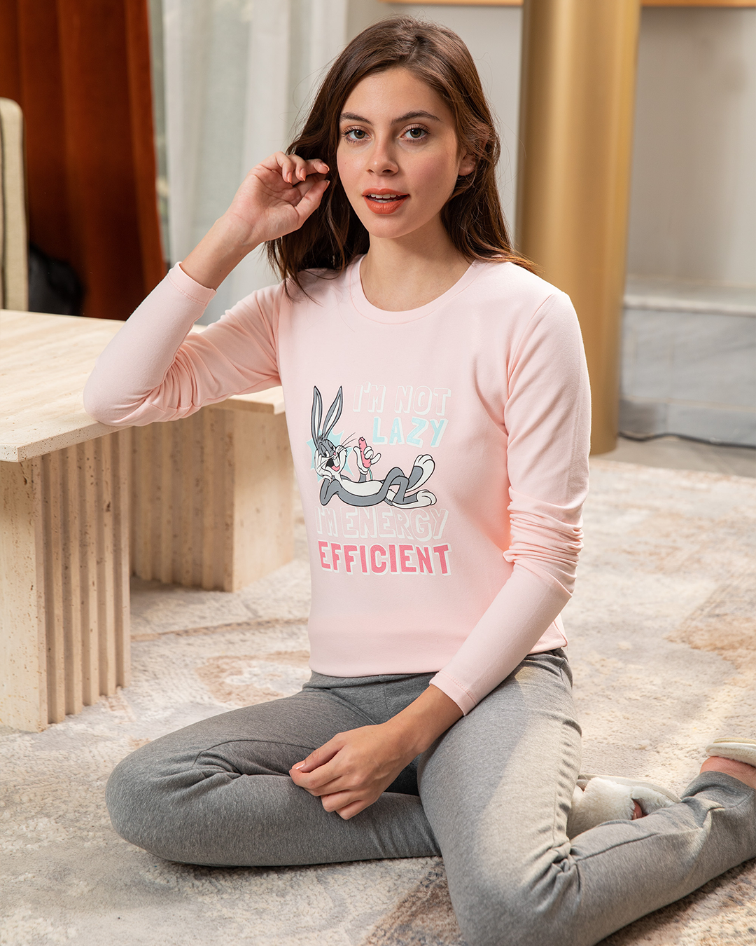 I'm not lazy Bugs Bunny بيجامة حريمي