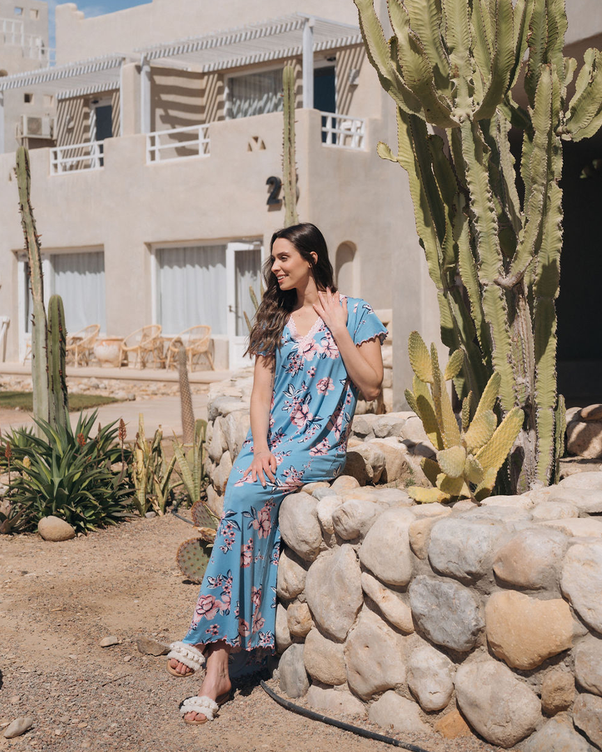 نص كم ورد طويلV قميص حريمي