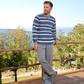 Melton woven cashmere stripe pajamas