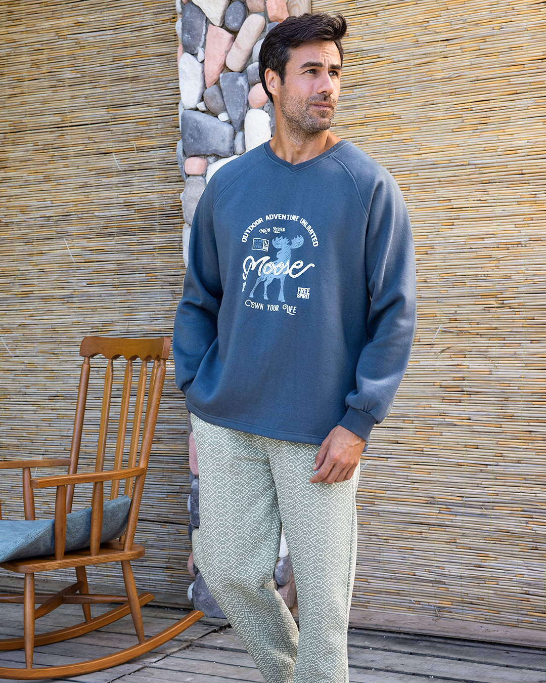 Outdoor adventure Men's Milton Plain Pajamas x Milton Printed