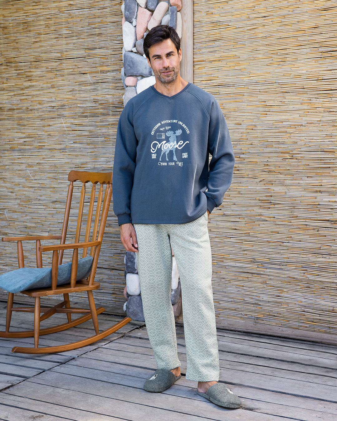 Outdoor adventure Men's Milton Plain Pajamas x Milton Printed