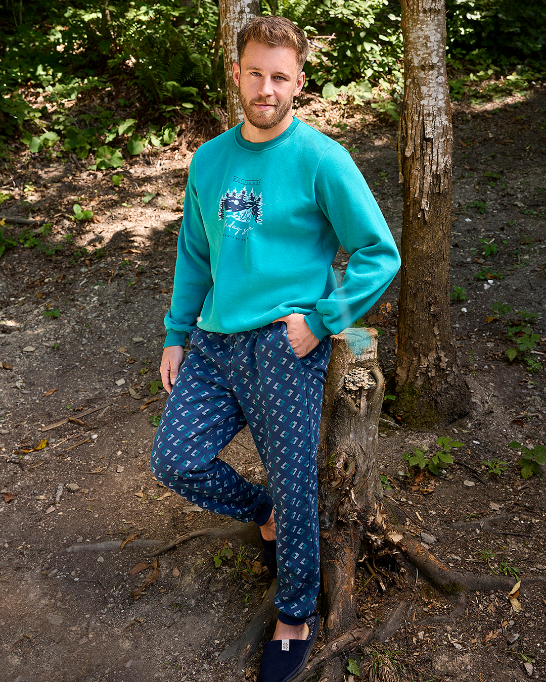 Holiday season men's pajama milton plain x milton printed