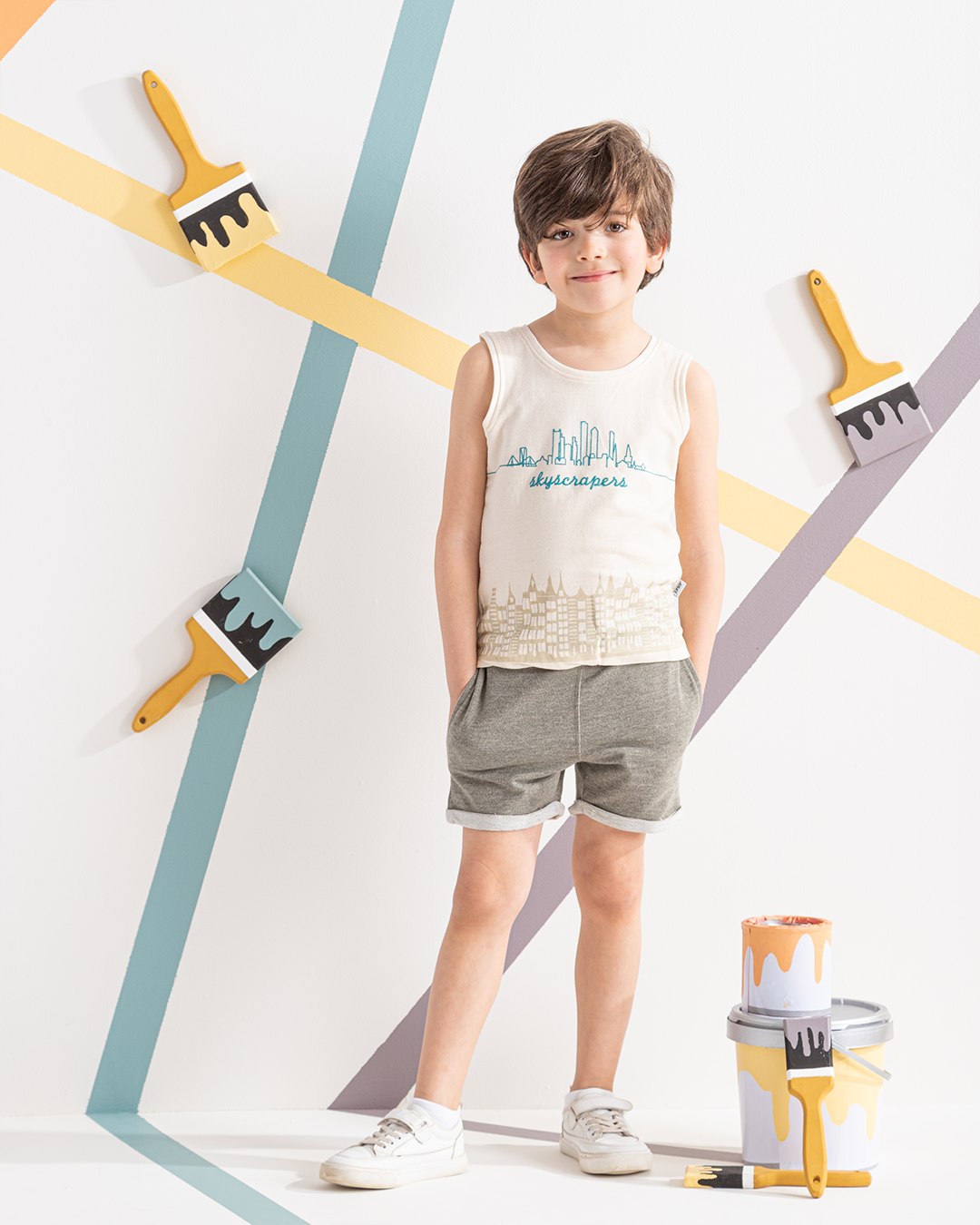 Sky scrapers بيجامه اولادي تيشرت كت و شورت