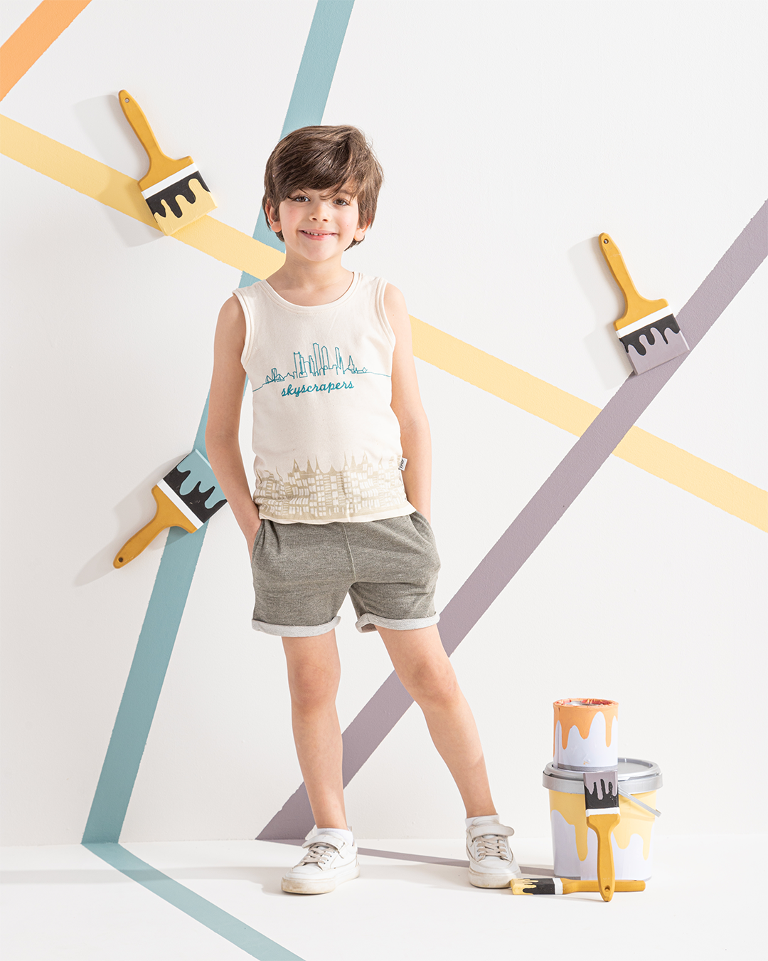 Sky scrapers بيجامه اولادي تيشرت كت و شورت