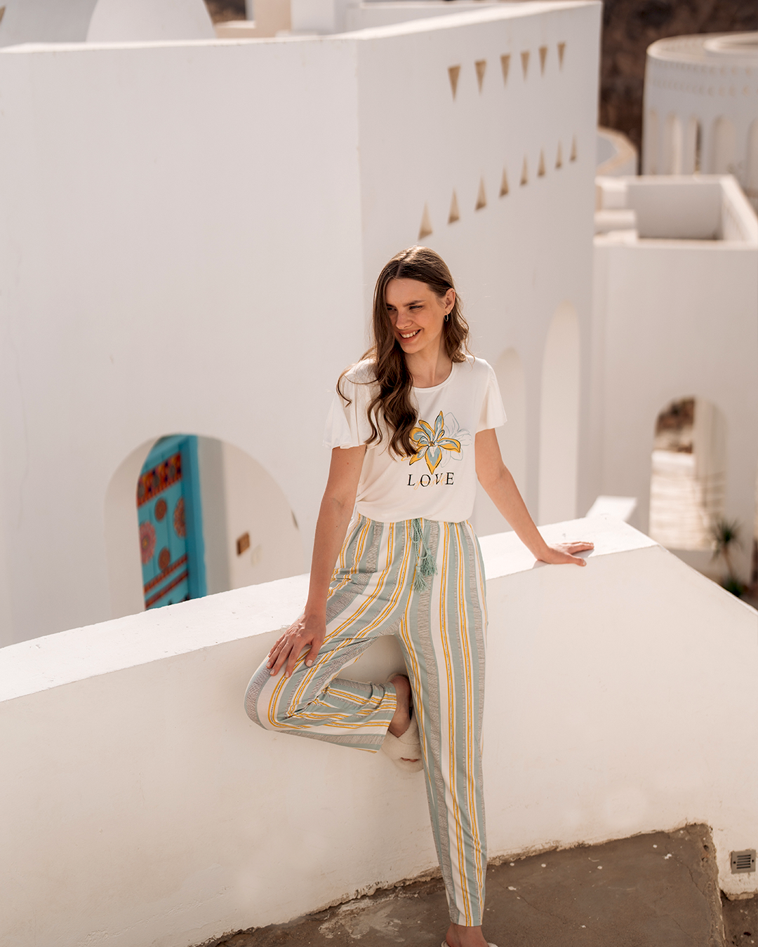 Love women's pajamas with printed viscose pants