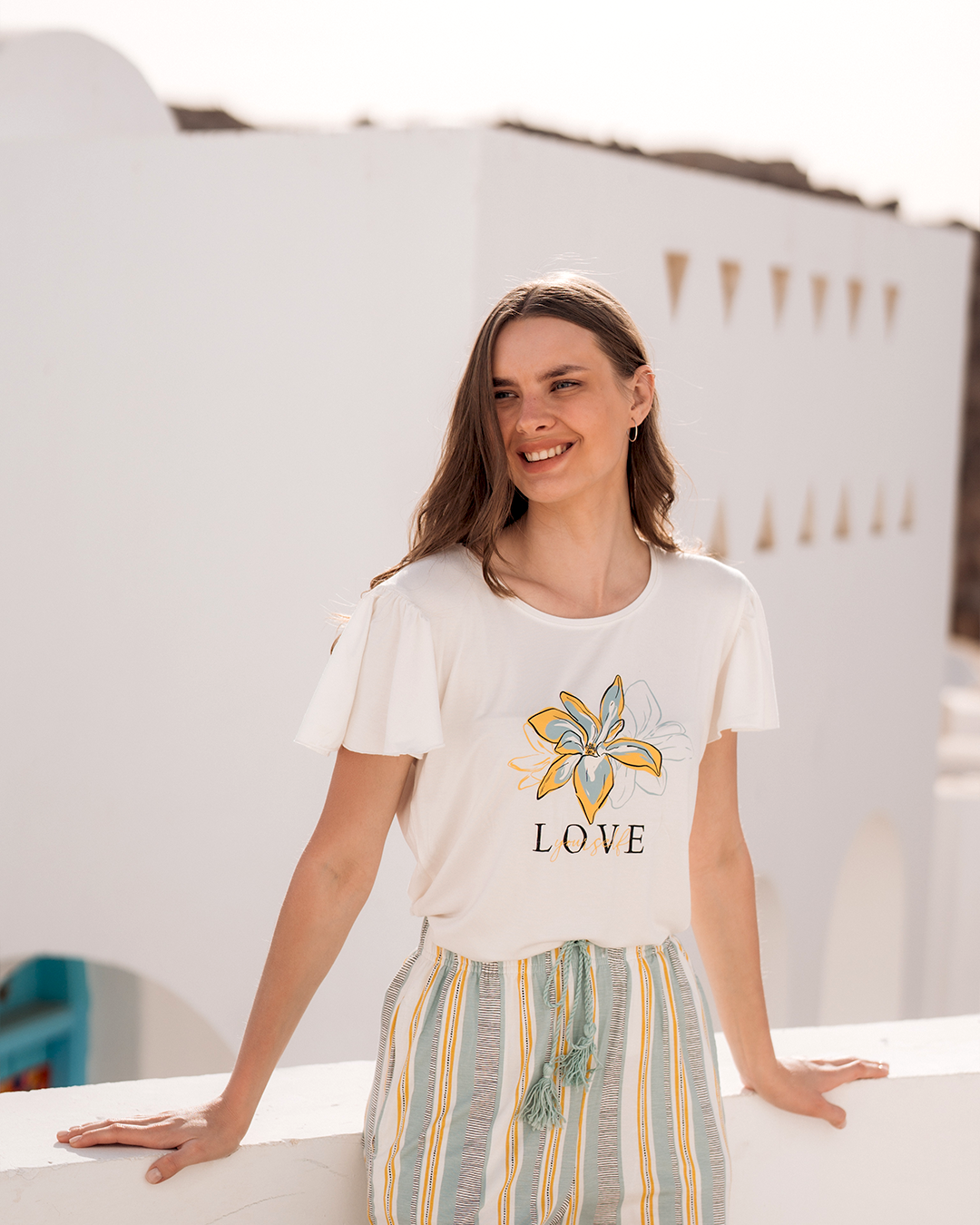 Love women's pajamas with printed viscose pants