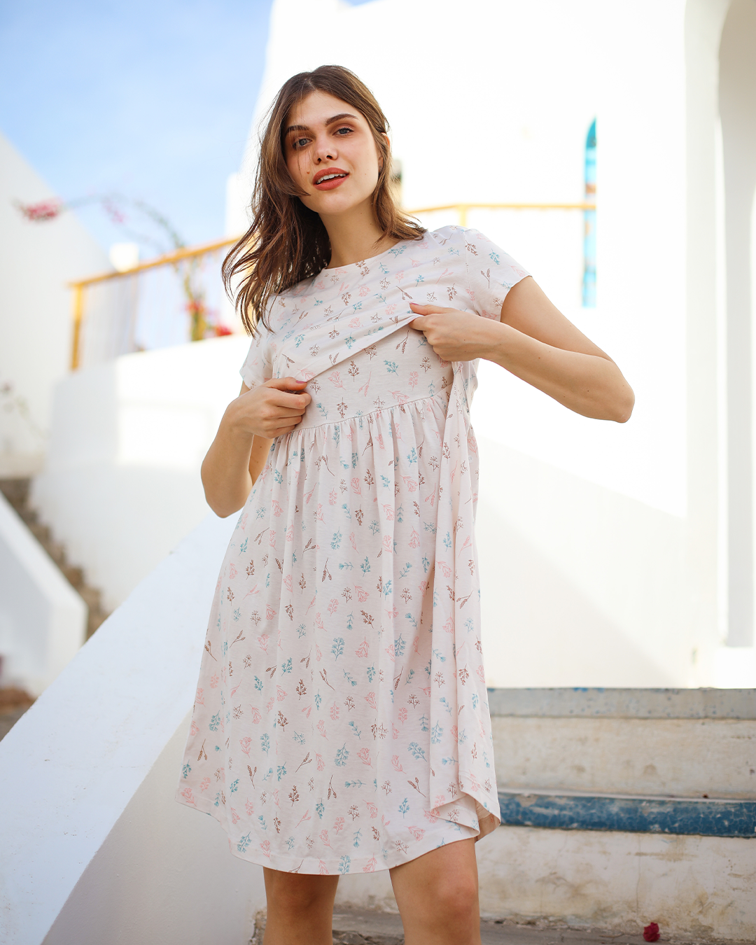 breast feedingنايت شيرت حريمي مودال ليكرا